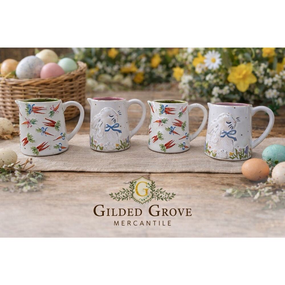 Mud Pie Easter Bunny Carrot Mini Creamer Pitcher Dessert Sauce Syrup Server